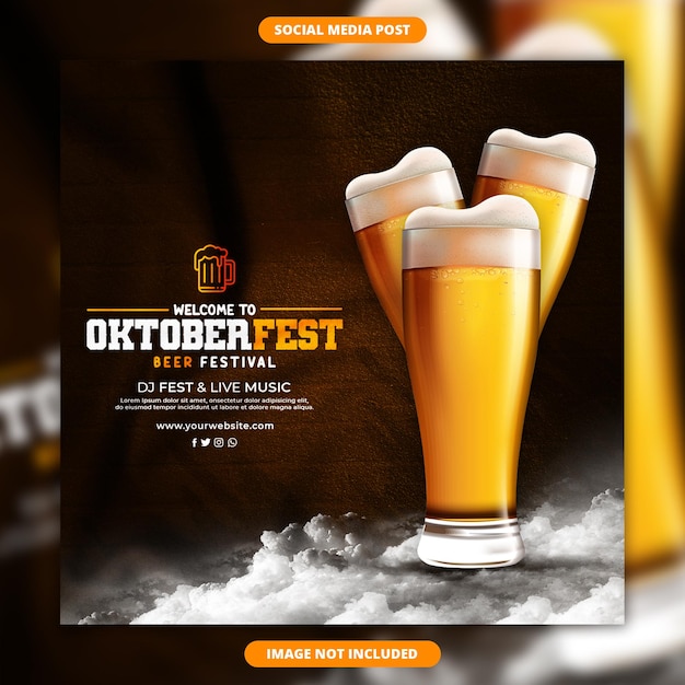Social media banner en postontwerp voor oktoberfest bierfestival
