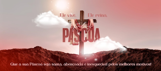 Banner di social media buona pasqua cristiana