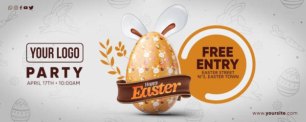 Social media banner happy easter party gratis toegang