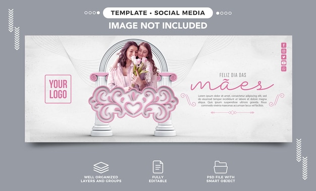 PSD social media banner happy mother's day card delicate