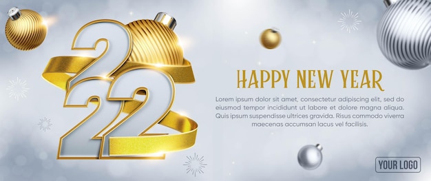 Banner di social media felice anno nuovo 2022 decorativo