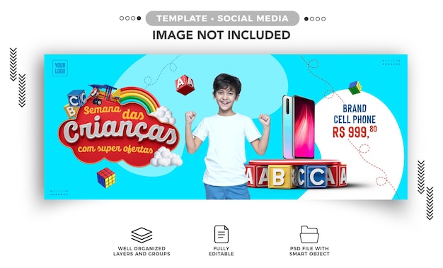 PSD social media banner instagram children's week with super offers