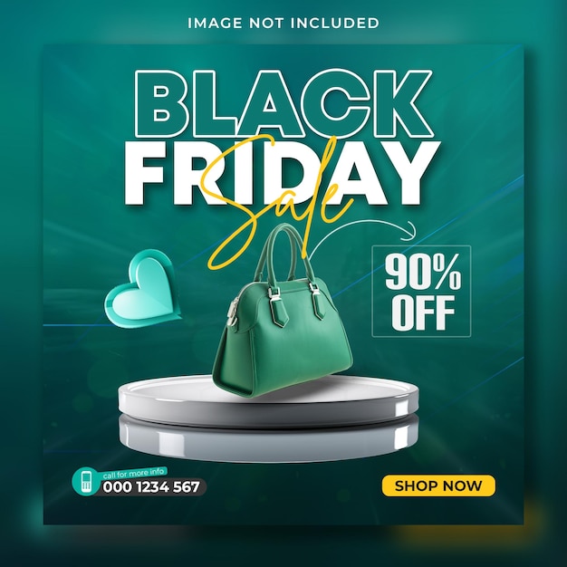 Social media banner or instagram post template design for black Friday sale