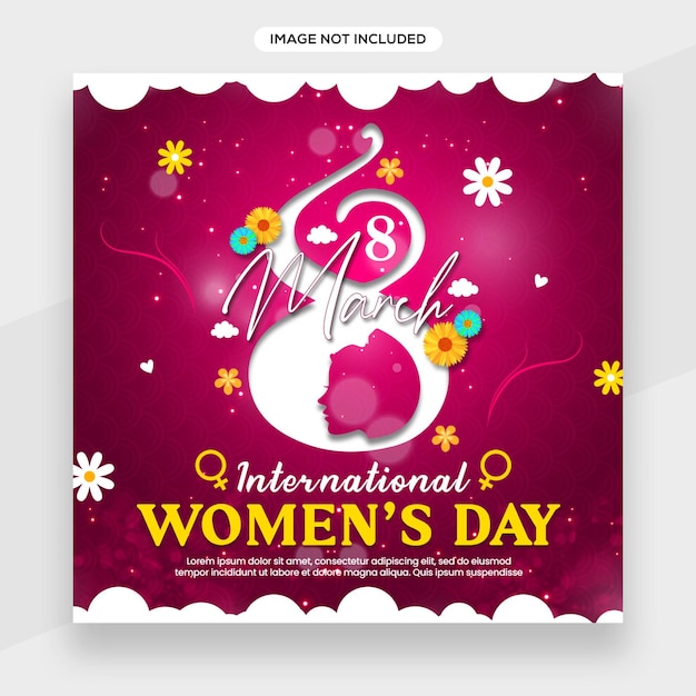 Social media banner for march 8 international women's day.Use for flyer, Poster or background design