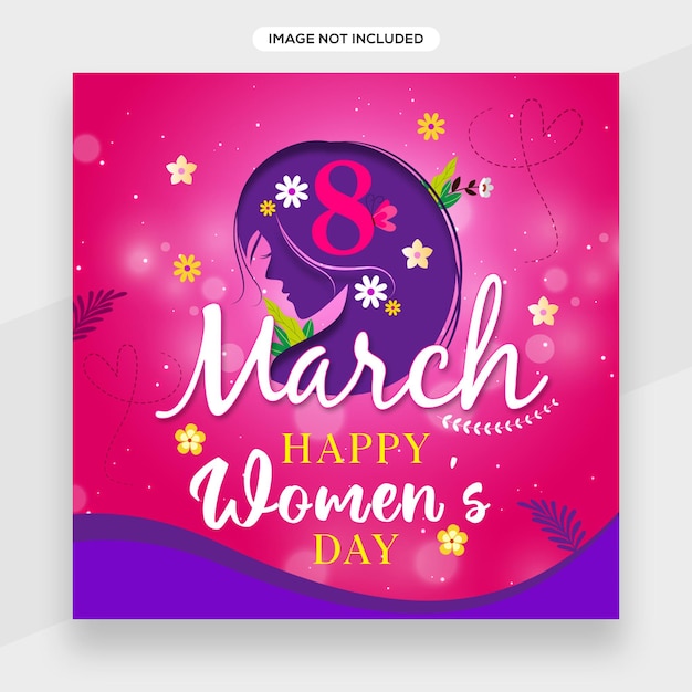 PSD social media banner for march 8 international women's day.use for flyer, poster or background design