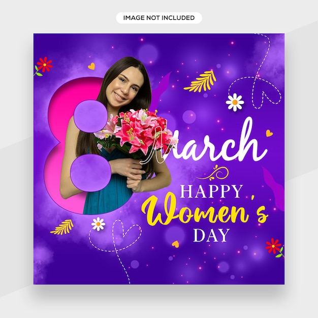 Social media banner for march 8 international women's day.use for flyer, poster or background design