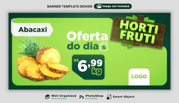 Social media banner offers hortifruti template brazil