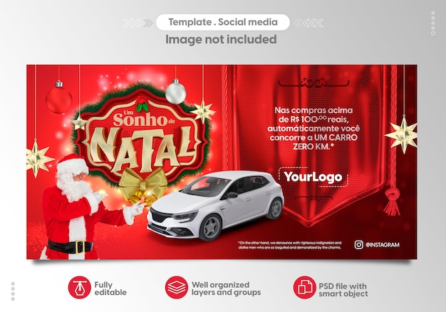 Social media banner psd template for christmas sales in portuguese brazil