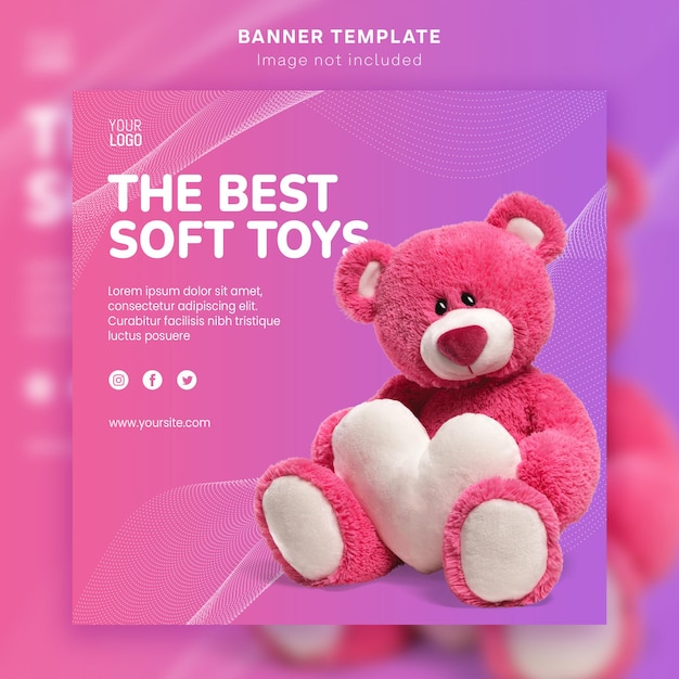 Social media banner soft toys kids store