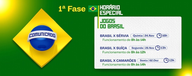 PSD banner di social media ore speciali giochi brasiliani