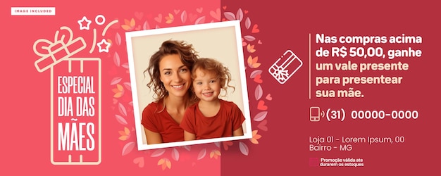 PSD social media banner special mothers day with shopping voucher