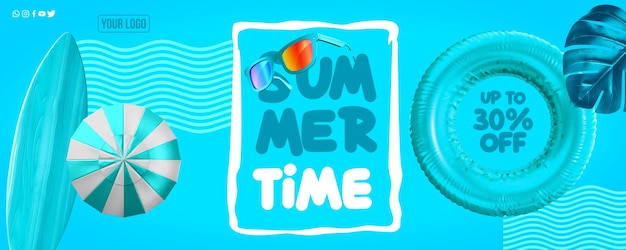 PSD social media banner summer time up to 30 off