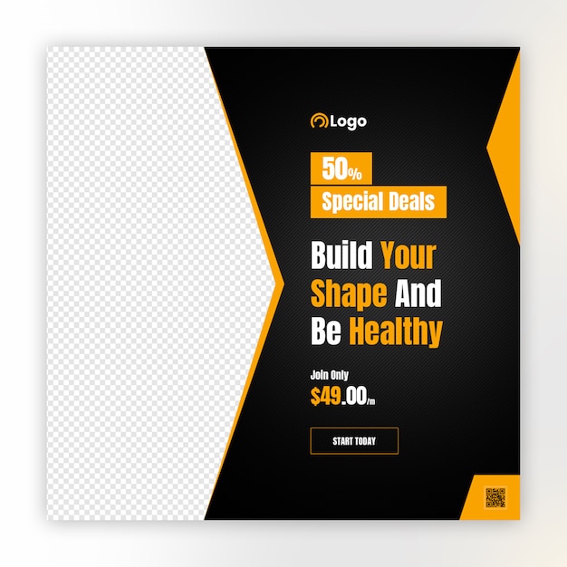 Social media banner template for gym and fitness