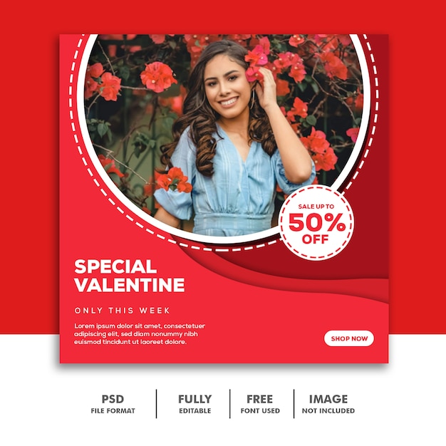 Social media banner template instagram, fashion special valentine