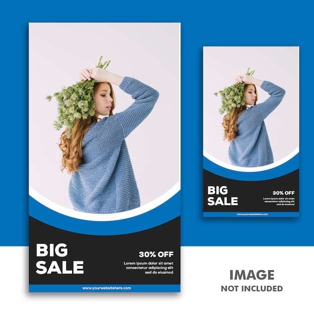 PSD social media banner template storia di instagram, fashion girl blue black