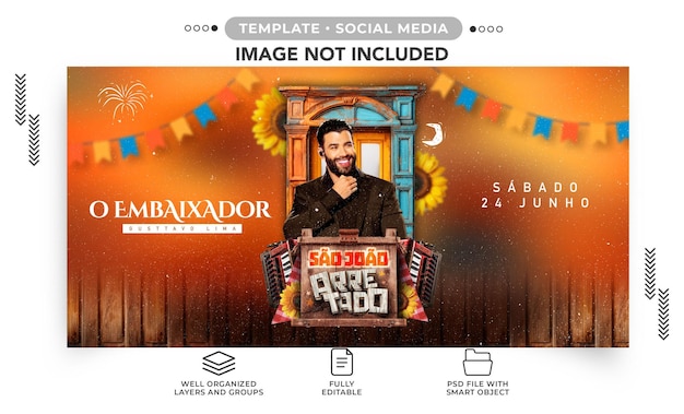 PSD social media banner template party of sao joao and live music