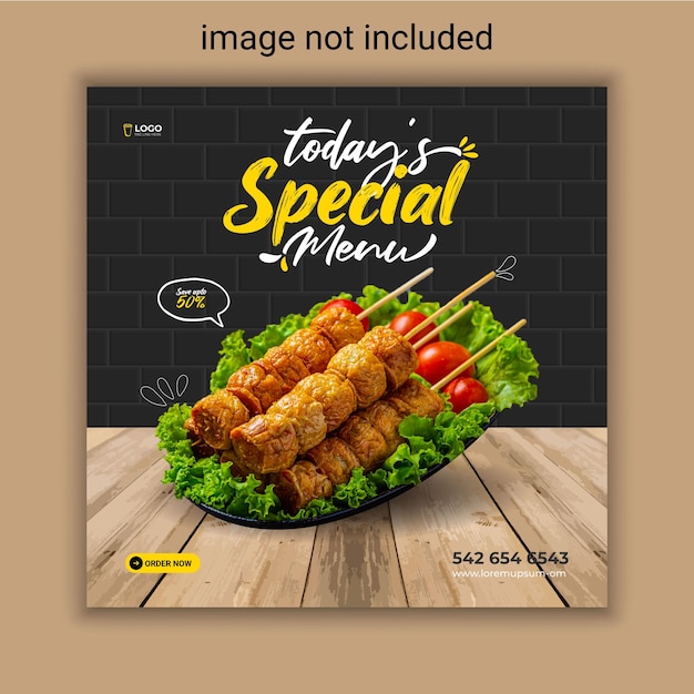 レストランメニューのソーシャルメディアバナーテンプレート