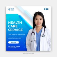 social media banner template with clean and modern concept of hospital or healthcare service ads