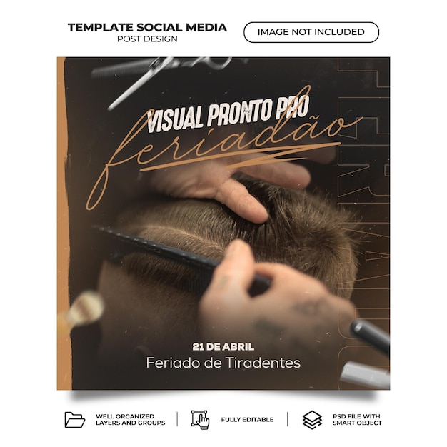 social media barber shop psd feed brazilian portuguese