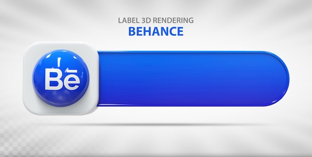PSD social media behance label with icon 3d