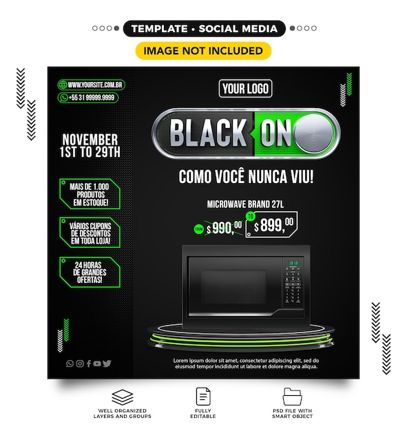 소셜 미디어 블랙 프라이데이 온라인에서 좋은 제품 제공