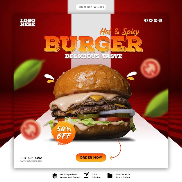 PSD social media burger design