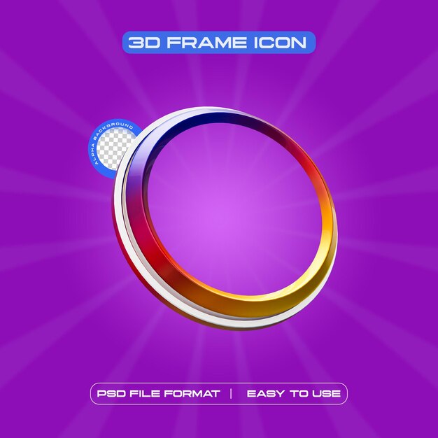 PSD il profilo del social media circle frame 3d render illustration