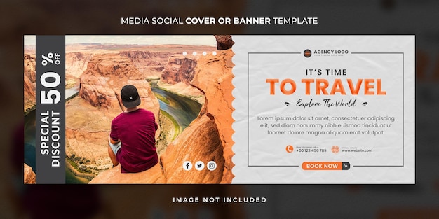 PSD social media cover of banner template het is tijd voor vakantie