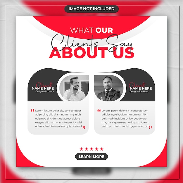 Social media customer feedback post testimonial template design square instagram banner