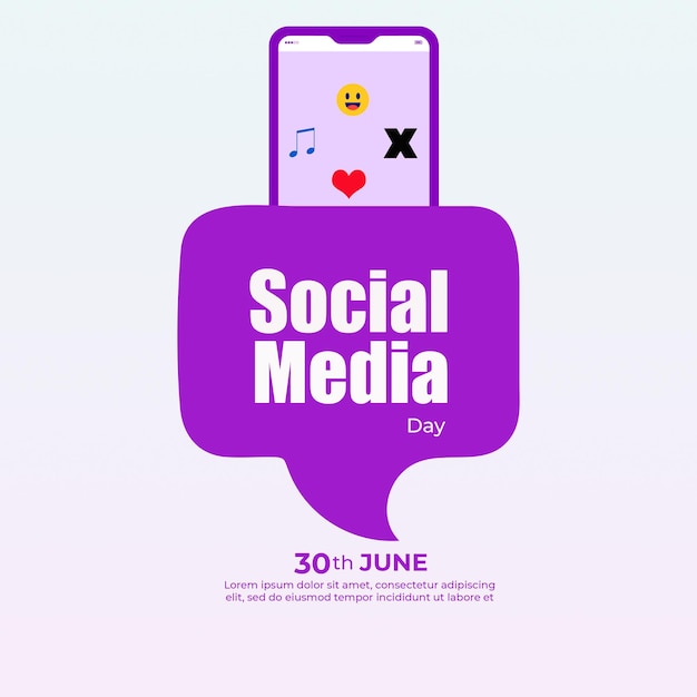 social media day celebration with smartphone and emojis