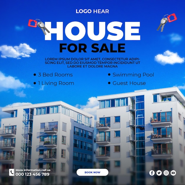 PSD social media design for a house for sale