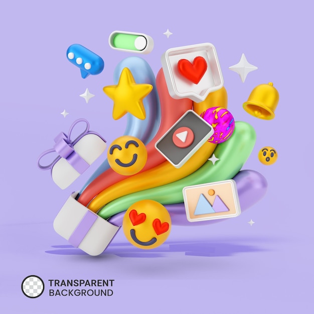 Social media and digital marketing 3d illustration