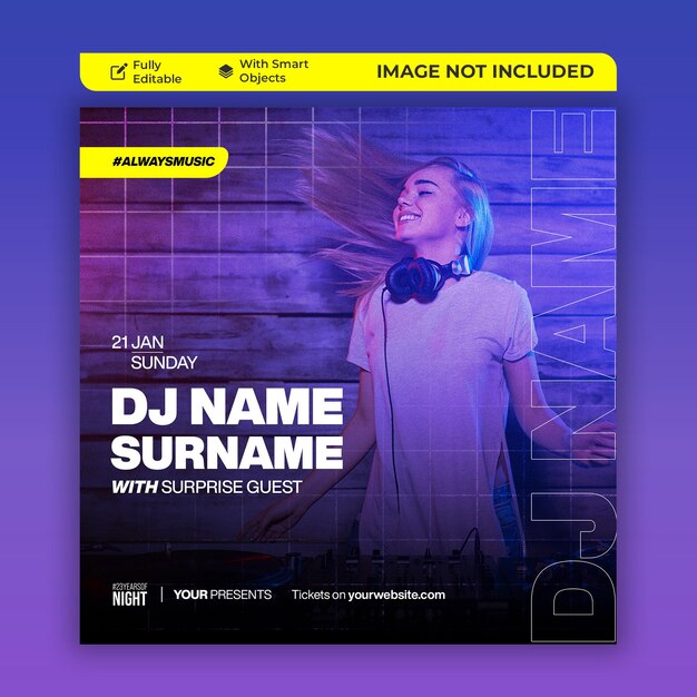 PSD social media dj party night club flyer ads post banner