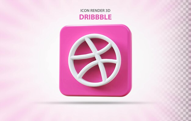 Social media dribbble icon 3d rendering