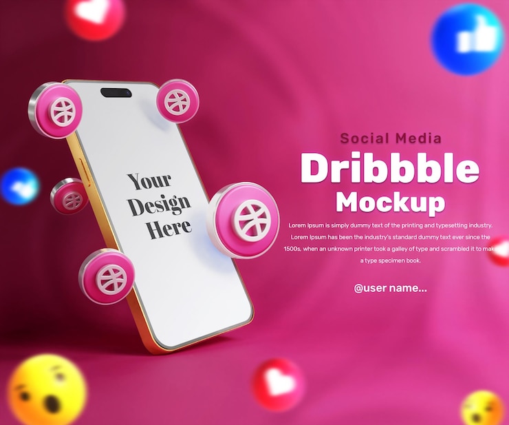 PSD рекламный пост dribbble в социальных сетях с макетом смартфона