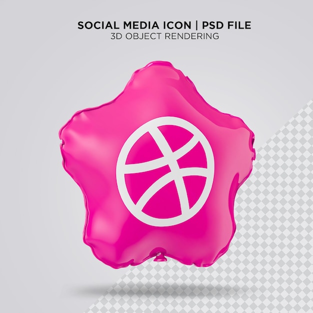 Social media dribbelpictogram Star Balloons-logo 3D-rendering PSD-bestand