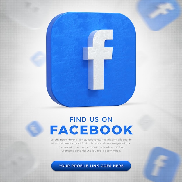 PSD icona dell'app facebook dei social media nel rendering 3d