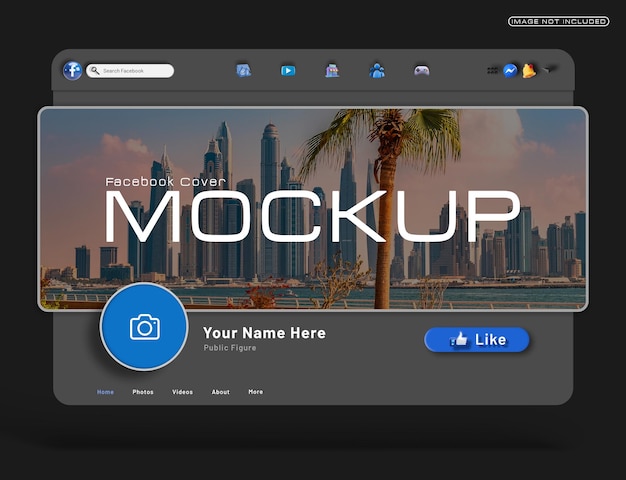 PSD social media facebook cover image mockup in 3d ui