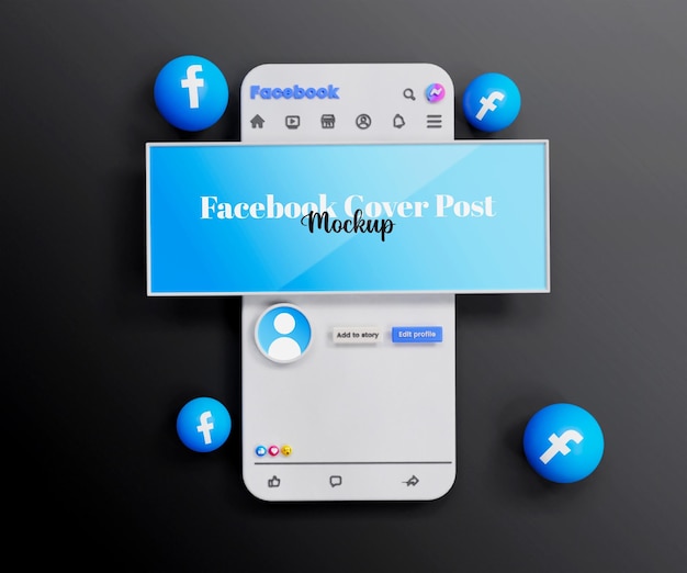 Social media facebook cover post mockup or 3d facebook cover mockup