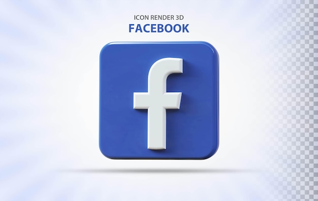 Rendering 3d dell'icona facebook dei social media