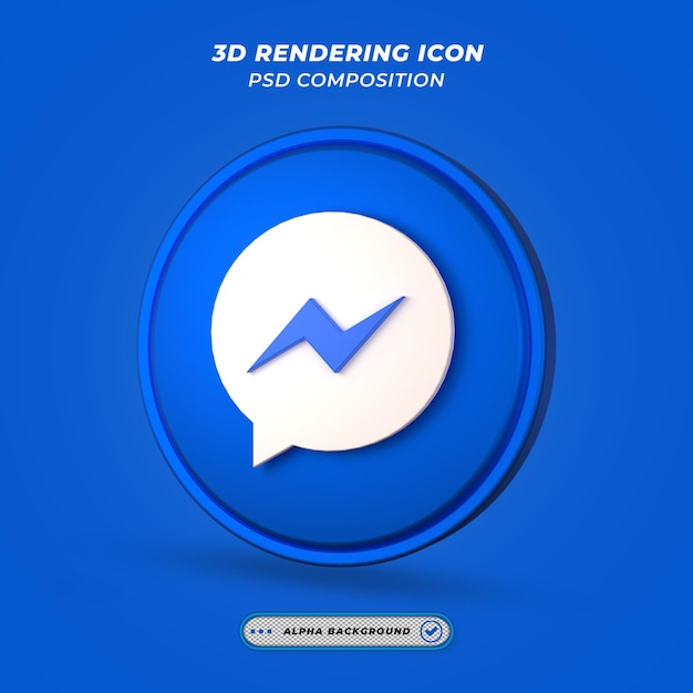 PSD social media facebook messenger icon in 3d rendering