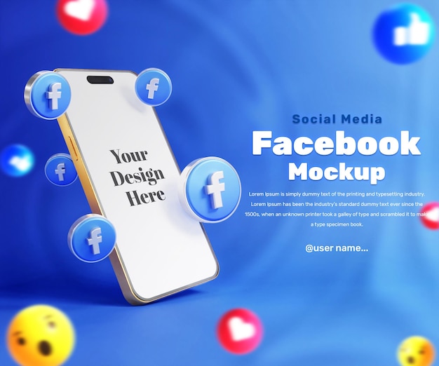 PSD social media facebook-promoties plaatsen met smartphone-mockup