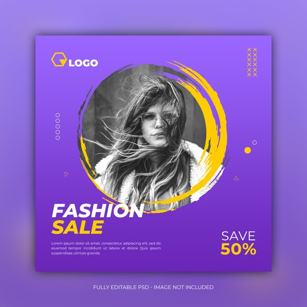 Social media fashion sale square banner template