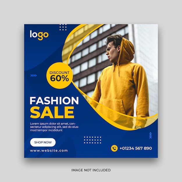 Social media fashion sale square instagram post banner template