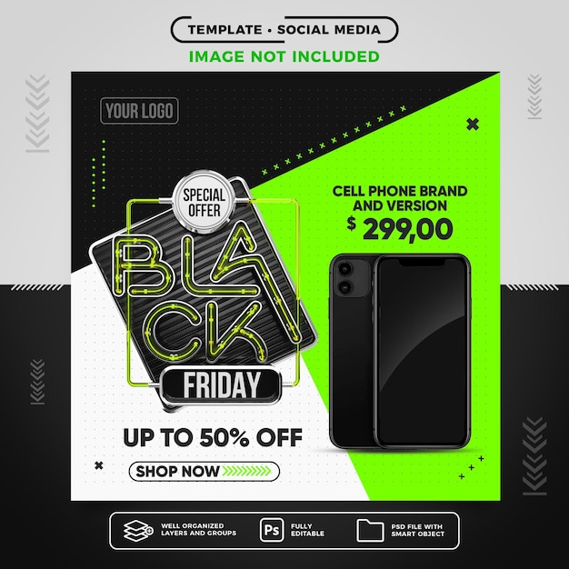 Social media feed black friday per le vendite di smartphone