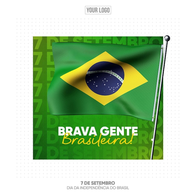 PSD social media feed brazil independence day for celebration