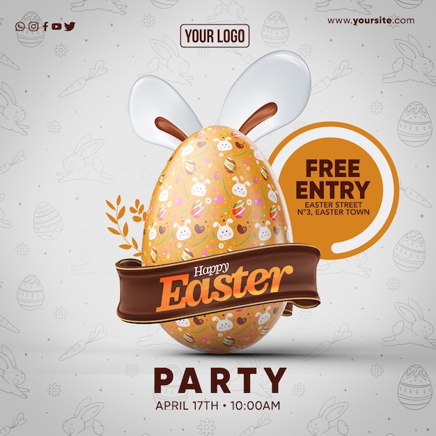 PSD social media feed happy easter party gratis toegang