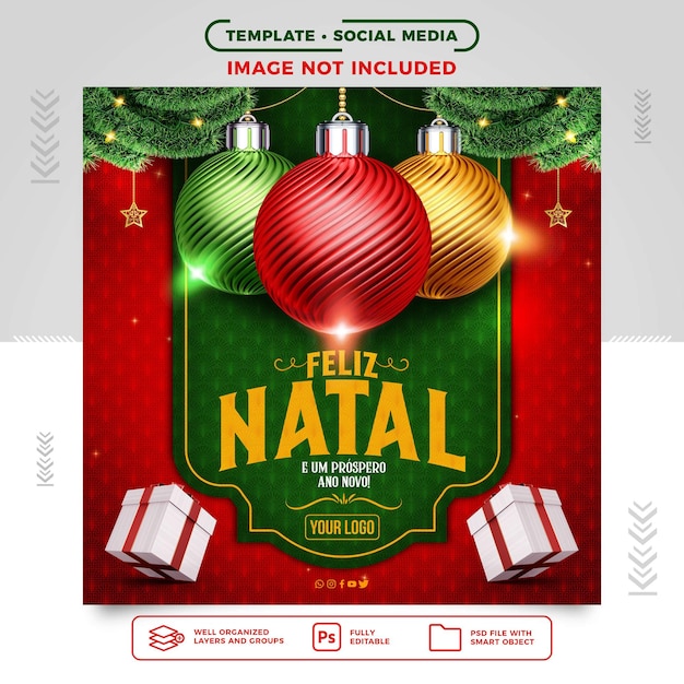 ソーシャルメディアフィード幸せなインスタグラムブラジルのメリークリスマスと新年