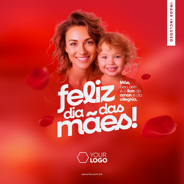 PSD social media feed happy mothers day with red roses background