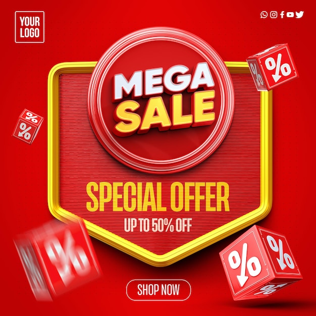 Social media feed instagram mega sale special offer up to 50 off